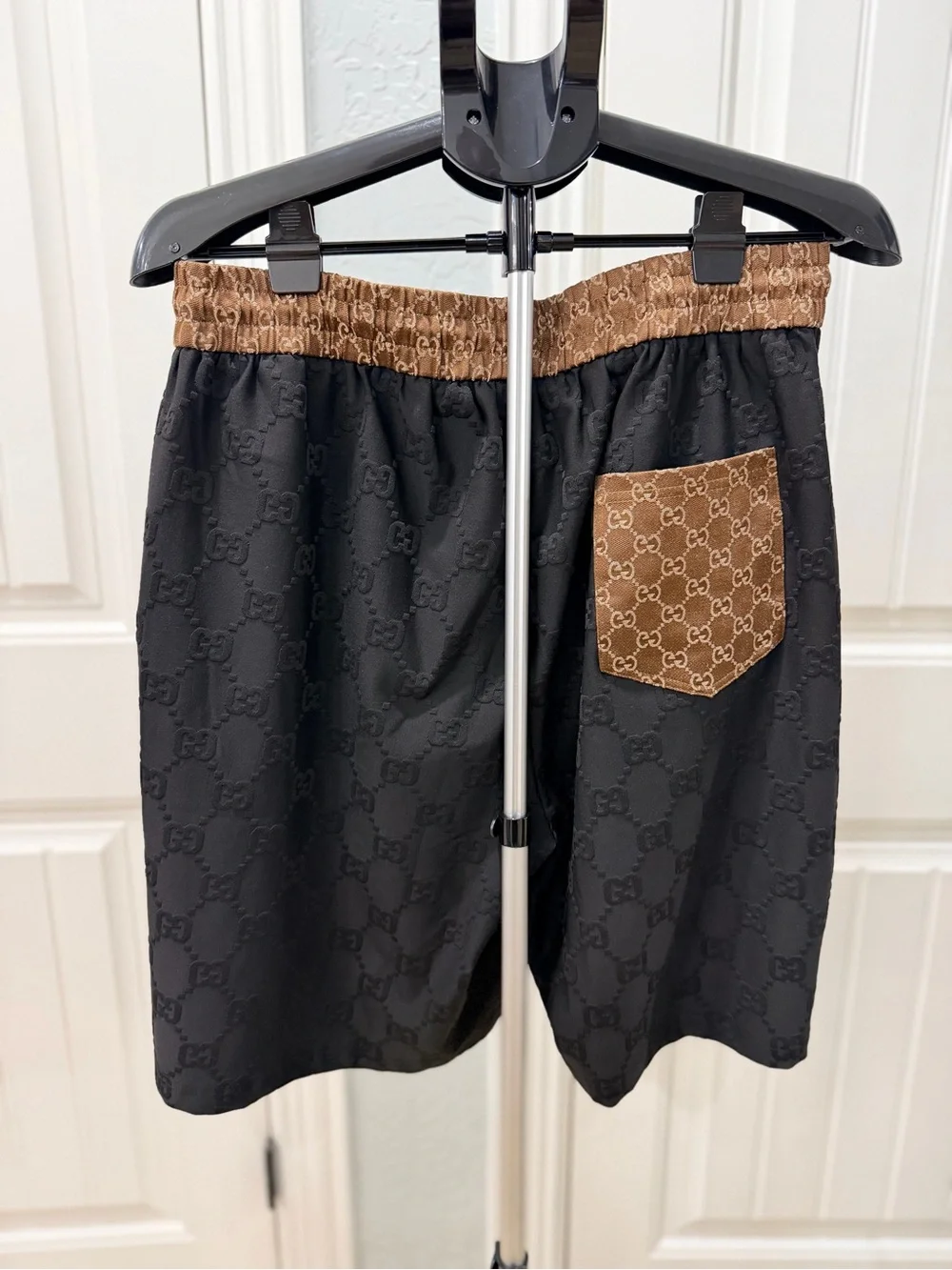 Gucci Black Tee and Shorts with Brown Logo-Trim